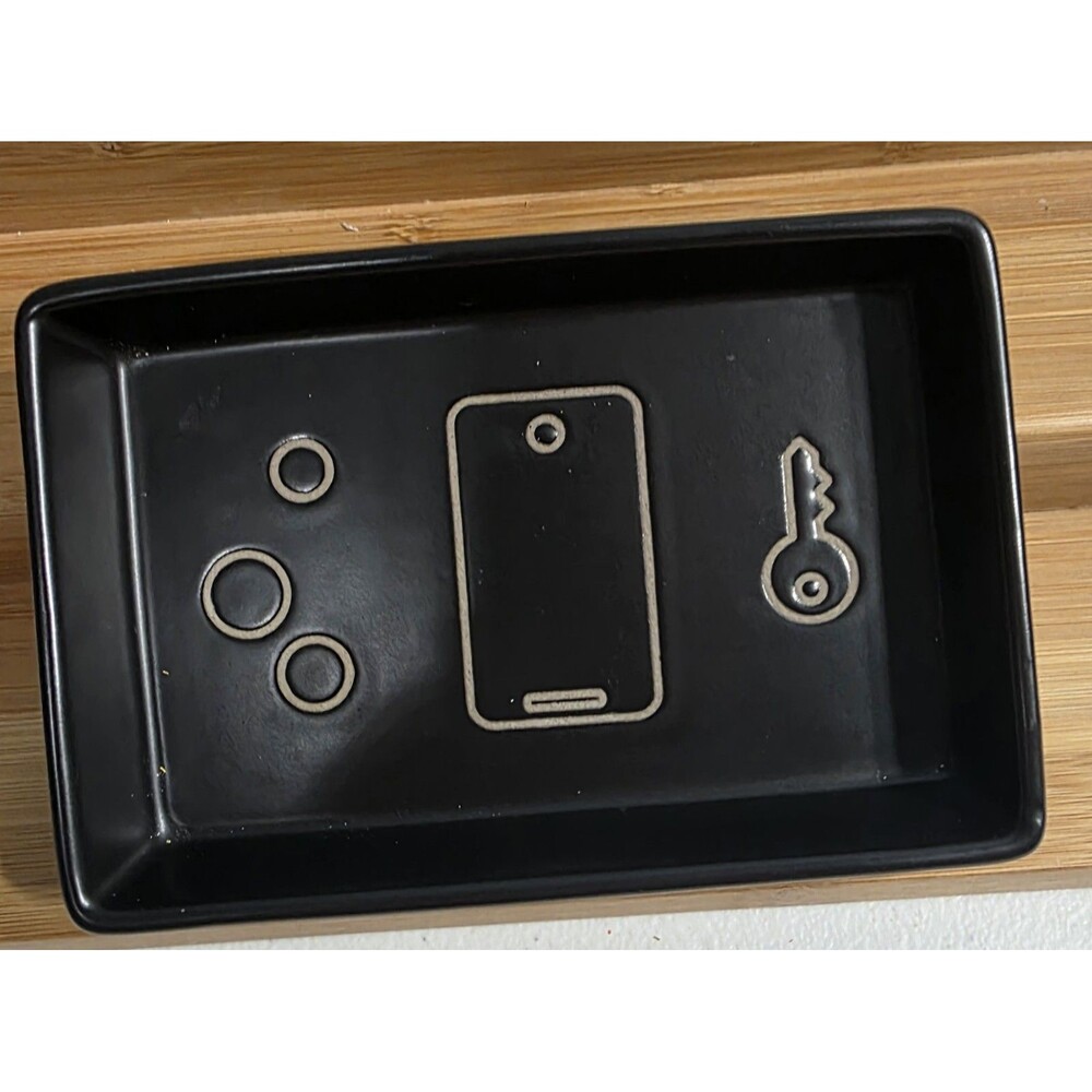 Demdaco Catch All Ceramic Tray Coins Phone Keys Accessories Trinket Tray